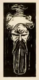 Edvard Munch, Männerkopf unter Frauenbrüsten - Man's Head Beneath Woman's Breasts, 1898, Probably printed 1908/1909, Woodcut on thin Japan paper