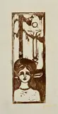 Edvard Munch, Frau im Mondschein. Die Stimme - Woman in the Moonlight. The Voice, 1898, Woodcut on greyish laid paper