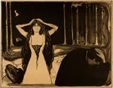 Edvard Munch, Asche II - Ashes II, 1899, Lithograph on thin wove paper, laid down on sturdy brownish cardboard