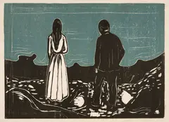 Edvard Munch, Zwei Menschen. Die Einsamen - Two Human Beings. The Lonely Ones, 1899, Colour woodcut on laid paper