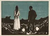 Edvard Munch, Zwei Menschen. Die Einsamen - Two Human Beings. The Lonely Ones, 1899, Colour woodcut on laid paper