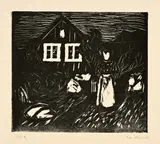 Edvard Munch, Vor dem Haus. Mondschein - Outside the House. Moonlight