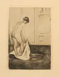 Edvard Munch, Badende Frau - Woman Taking a Bath, 1902, Etching and drypoint on sturdy beige paper