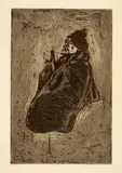 Edvard Munch, Alte Frau mit Schirm - Old Woman with Umbrella, 1902, Line etching on heavy wove paper