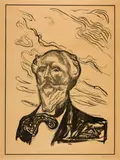 Edvard Munch, Holger Drachmann, 1902, Lithograph on beige wove paper