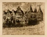 Edvard Munch, Lübeck, 1903, Etching on heavy cream wove paper