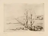 Edvard Munch, Norwegische Landschaft - Norwegian Landscape, 1908, Drypoint on beige Japan paper