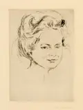 Edvard Munch, Frauenbildnis. Fräulein Harder - Woman's Portrait. Miss Harder, 1908, Drypoint on firm yellowish wove paper