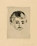 Edvard Munch, Åge Christian Gierløff, 1916, Drypoint on yellowish Japan paper