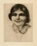 Edvard Munch, Celline ohne Hut - Celline without Hat, 1914, Drypoint on Japan paper
