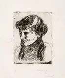 Edvard Munch, Frau mit Flechten - Woman with Plaits, 1915, Etching, reworked with pencil on strong copperplate paper