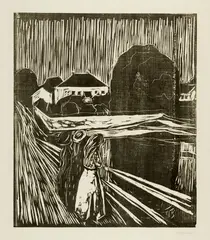 Edvard Munch, Mädchen auf der Brücke - The Girls on the Bridge, 1918-1920, Woodcut on wove paper