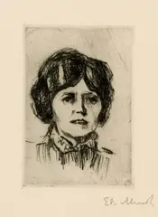 Frauenbildnis - Woman's Portrait by Edvard Munch, 1916, Drypoint on Van Gelder wove paper with watermark, sold Sep 2025