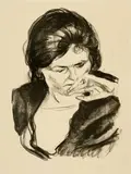 Edvard Munch, Frauenkopf mit der Hand am Mund - Woman with her Hand by her Mouth