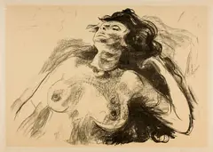 Liegender Halbakt I - Reclining Nude I by Edvard Munch, 1920, Lithograph on sturdy, cream-coloured wove paper, sold Sep 2025