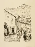 Edvard Munch, Strasse in Como - Street in Como, 1922, Lithograph on beige paper