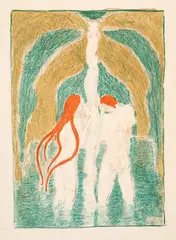 Cuno Amiet, Der Jungbrunnen. - Die Freude. - Liegender Frauenakt, 1917, 1918, 1939, 3 Lithographs on grey or cream wove paper