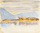 Cuno Amiet, Blick von Gunten über den Thunersee mit Niesen und Stockhornkette