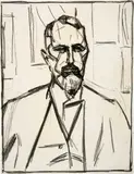 Cuno Amiet, Selbstbildnis en face, 1917, Charcoal drawing