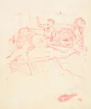 Pierre Bonnard, 4 Blätter aus: Paul Verlaine, "Parallèlement" (Textillustrationen), 1900, 4 Colour lithographs in pink on imitation Japan paper with watermark