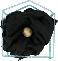 James Lee Byars, Selfportrait, 1986, White bread shaped into a ball, laid on silk cloth, placed in a frame of light blue Murano glass