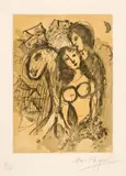 Marc Chagall, Les amoureux au cheval - Liebespaar mit Pferd, 1961, Colour etching on strong Arches wove paper, with watermark