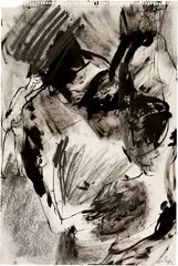 Martin Disler, Ohne Titel, Ink drawing, reworked with graphite, on drawing pad paper
