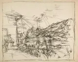 Alberto Giacometti, Le Lac de Sils et le Piz Corvatsch depuis la maison des Giacometti à Maloja, 1957, edition 1958, Lithograph