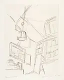 Alberto Giacometti, Vision depuis le lit dans la chambre rue Hippolyte Maindron, 1965, Etching on wove paper with watermark "Rives"