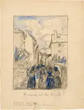 Giovanni Giacometti, Retour de la Messe, 1907, Watercolour over pencil on strong wove paper