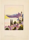 Giovanni Giacometti, 5 Probedrucke zu Illustrationen "Vacances d'Artistes", 1907, Lithographs on strong wove paper