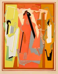 Albert Gleizes, Peinture à trois éléments, 1927-1929, Pochoir in 13 colours on cream wove paper