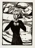 Erich Heckel, Mädchen am Meer (Frau am Meer), 1918, Printed 1921, Woodcut on firm Japan