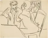 Ernst Ludwig Kirchner, Paar im Zimmer, 1912-1914, Pencil drawing on wove paper