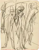 Ernst Ludwig Kirchner, Strassenszene in Berlin, 1913/1914, Pencil drawing on wove paper