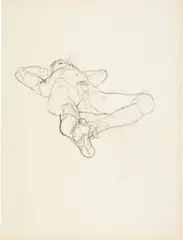Anton Kolig, Liegender Männerakt, Pencil drawing on drawing paper