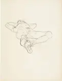 Anton Kolig, Liegender Männerakt, Pencil drawing on drawing paper
