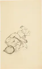 Anton Kolig, Liegender Männerakt, Pencil drawing on drawing paper