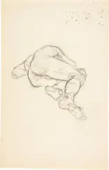 Anton Kolig, Seitlich liegender Männerakt, Pencil drawing on drawing paper