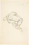 Anton Kolig, Seitlich liegender Männerakt, Pencil drawing on drawing paper