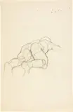 Anton Kolig, Auf dem Bauch liegender Akt, Pencil drawing on drawing paper