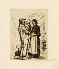 Begrüssung by Käthe Kollwitz, 1892, Line etching, drypoint, sold Sep 2025