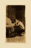 Käthe Kollwitz, Frau an der Wiege, 1897, Etching, drypoint and emery