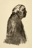 Käthe Kollwitz, Selbstbildnis im Profil nach rechts, Wohl 1938, Kreidelithographie (Umdruck)