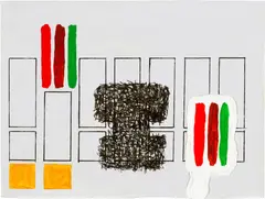 Jonathan Lasker, Untitled, 1998, Acrylic and Indian ink on light cardboard