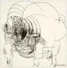 Bernhard Luginbühl, Stier, 1960, Pen and ink drawing on wove paper