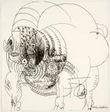 Bernhard Luginbühl, Stier, 1960, Pen and ink drawing on wove paper