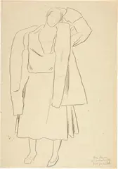 Alberto Magnelli, Sammelnummer von vier Zeichnungen: "Frau mit erhobenem Arm" und drei Werke "Ohne Titel", 1922, 1946, 1951 and 1965, Pencil, Indian ink, gouache and watercolour, all on wove paper