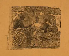 La lecture dans un jardin by Aristide Maillol, Woodcut on brown cardboard, sold Sep 2025