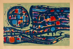 Alfred Manessier, La route (fond vert), 1958, Colour lithograph on Rives wove paper with watermark